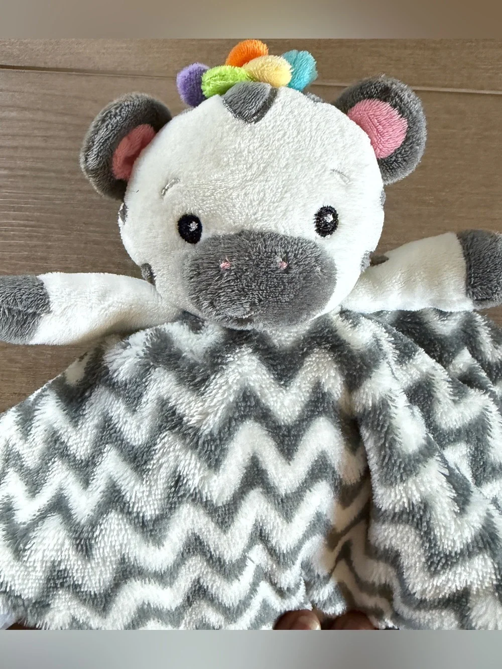 Baby Einstein X Mary Meyer Lovey Blanket Security Soothing Gray Chevron Baby
